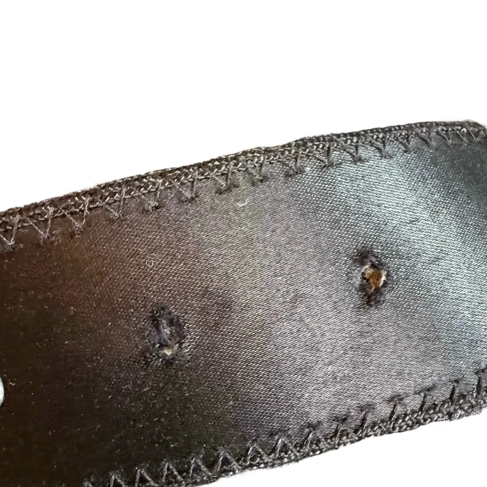 4/$24 Black Satin with Silver Embellished‎ Rhinestone Buckle Belt